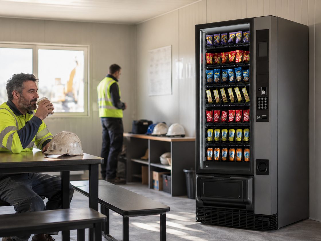 Distributeur Kacians dans une base vie de chantier
